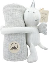 Antonio baby deken met knuffel – baby kraam cadeau – Knuffel beer - deken 75 cm x 69 cm – 100 % katoen