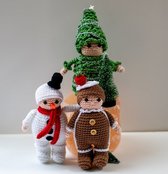 Haakpakket Kerstboom-, Sneeuwpop- en Gingerbread mannetjes