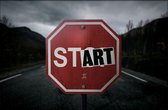 Walljar - Stop Sign (Night) - Muurdecoratie - Poster met lijst