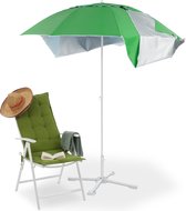 Tente de plage parasol Relaxdays - parasol de plage avec pare-brise - parasol bâton uv 50 rond vert