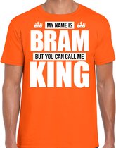 Naam cadeau My name is Bram - but you can call me King t-shirt oranje heren - Cadeau shirt o.a verjaardag/ Koningsdag M