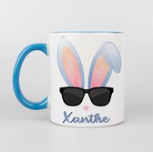 Paashaas mok blauw   | Uniek paas cadeau voor jongens  | Gepersonaliseerd met eigen naam