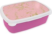 Broodtrommel Roze - Lunchbox - Brooddoos - Goud - Glitter - Marmer - Roze - 18x12x6 cm - Kinderen - Meisje
