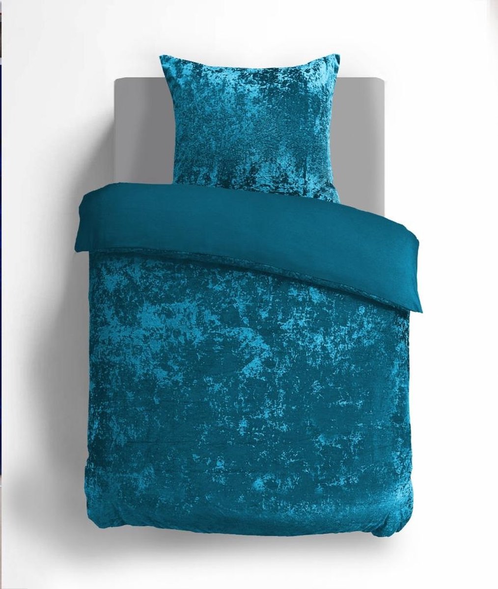 Velvet Couture Dekbedovertrek - 140x200/220 cm - Crushed Velvet - Petrol