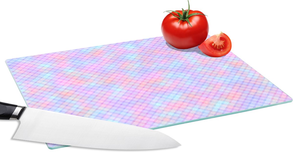 Glazen Snijplank - 28x20 - Design - Geometrie - Roze - Snijplanken Glas