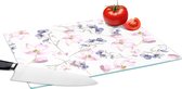 Planche à découper en Verres - 39x28 - Fleurs - Aquarelle - Bohème - Motif - Planches à découper en Glas