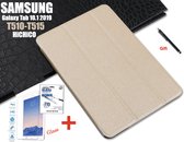 Samsung Galaxy Tab A 10.1” 2019 SM-T510 / T515, Tablet Hoes met Stylus Pen, draaistand Cover Tablet hoesje, Magnetische Stand Case Leather Flip Cover Tablet Case smart Cover GOUD +