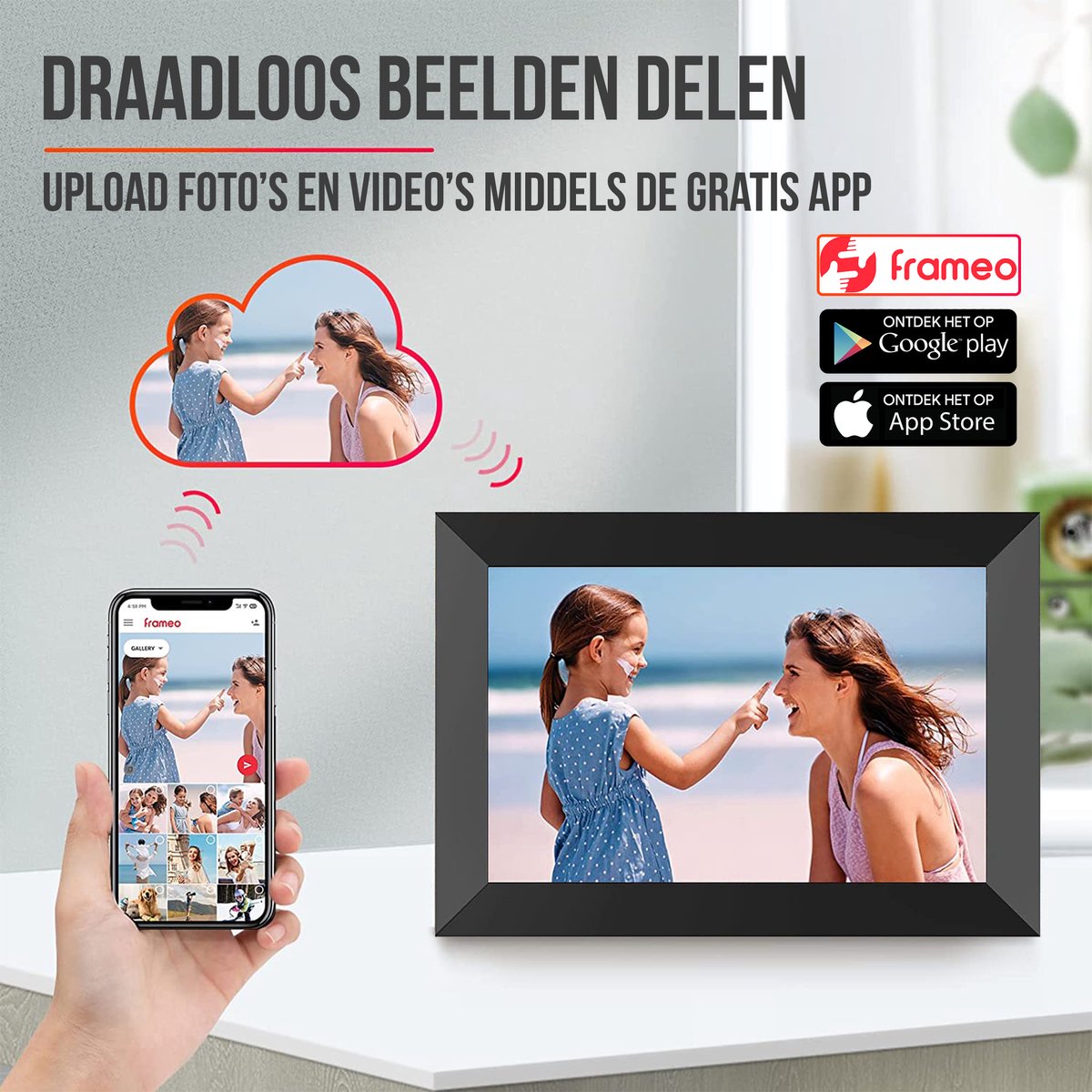 Strex Digitale Fotolijst met WiFi - 10.1 Inch Touchscreen - Frameo software via App thumbnail 5
