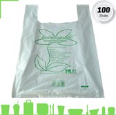 Composteerbare Hemddraagtassen 28x15x48 cm | 100 Stuks | Draagtassen | Boodschappentas | Biodegradable | Hemddraagtas