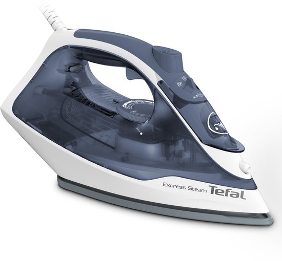 Tefal Express Steam FV2837E0 fer à repasser Fer à repasser à sec ou à vapeur Semelle en cérilium 2400 W Bleu, Gris, Blanc