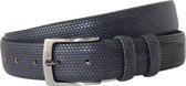 Luxe Italiaanse Heren Riem - Donkerblauw/Navy - Honinggraat print - Riemmaat 105 - Leren Riem heren - Nette Riem - Kostuum riem - Nette Ceintuur