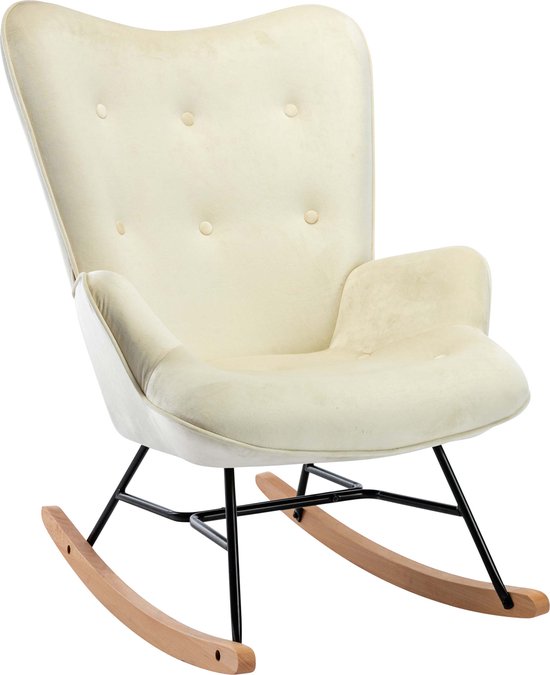 Rocking Chair Clp Sanka - Velours - Crème