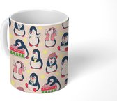 Mok - Koffiemok - Christmas - Pinguïn - Sterren - Patroon - Mokken - 350 ML - Beker - Koffiemokken - Theemok