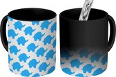 Magische Mok - Foto op Warmte Mokken - Koffiemok - Blauw - Olifant - Design - Magic Mok - Beker - 350 ML - Theemok