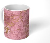 Mok - Goud - Marmer print - Luxe - Roze - Mokken - 350 ML - Beker - Uitdeelcadeautjes