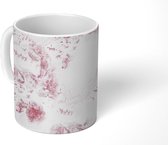 Mok - Rose - Wit - Marmer print - Chic - Mokken - 350 ML - Beker - Uitdeelcadeautjes