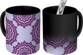 Magische Mok - Foto op Warmte Mokken - Koffiemok - Design - Mandala - Paars - Magic Mok - Beker - 350 ML - Theemok