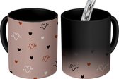 Magische Mok - Foto op Warmte Mokken - Hartjes - Valentijn cadeautje voor haar - Cupido - Design - Magic Mok - Beker - 350 ML - Uitdeelcadeautjes