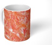 Mok - Patronen - Verf - Rood - Roze - Marmer print - Mokken - 350 ML - Beker - Uitdeelcadeautjes