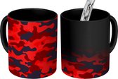 Magische Mok - Foto op Warmte Mokken - Koffiemok - Camouflage - Rood - Patronen - Magic Mok - Beker - 350 ML - Theemok