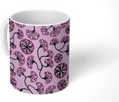 Mok - Koffiemok - Bloemen - Roze - Japan - Design - Mokken - 350 ML - Beker - Koffiemokken - Theemok
