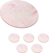 Onderzetters voor glazen - Rond - Marmer - Roze - Glitter - Goud - Patronen - 10x10 cm - Glasonderzetters - 6 stuks