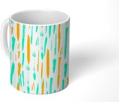 Mok - Koffiemok - Verf - Geel - Blauw - Patronen - Bohemian - Mokken - 350 ML - Beker - Koffiemokken - Theemok