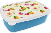 Lunch box Blauw - Lunch box - Boîte à pain - Carnaval - Masque - Motifs - 18x12x6 cm - Enfants - Garçon