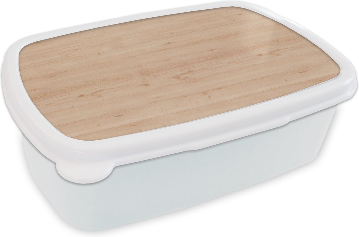 Broodtrommel Wit - Lunchbox - Brooddoos - Hout - Patronen - Planken - 18x12x6 cm - Volwassenen