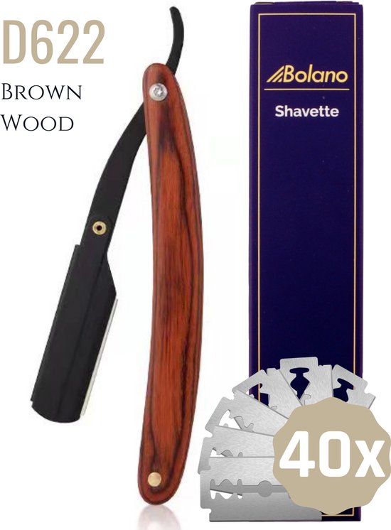 Bolano® Premium Shavette Open Scheermes Brown Wood