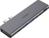 AUKEY CB-C76, USB 2.0 Type-C, Gris, HDMI, Thunderbolt 3, USB 3.2 Gen 1 (3.1 Gen 1) Type-C, Aluminium, 120 mm, 11 mm
