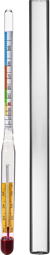 Alcoholmeter inclusief thermometer met Nederlandstalige handleiding