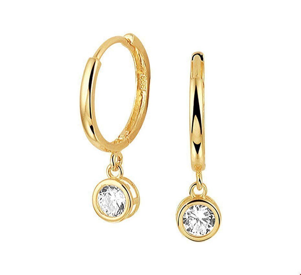 Geelgouden Klapoorringen zirkonia 4018970