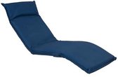 loungestrandstoel 180 x60 cm RVS/polyester blauw