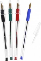 balpennen 1,0 mm 14 cm blauw/groen/rood/zwart 4 stuks