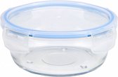 lunchbox rond 17,5 x 7 cm 860 ml glas transparant/blauw