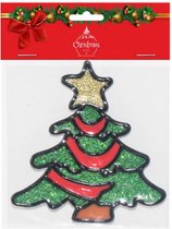 raamsticker kerstboom 10 x 10 cm groen/rood