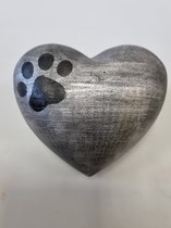 Urn hart vorm zilver met hondenpoot - Urn - Honden - Hondenpoot - Hart