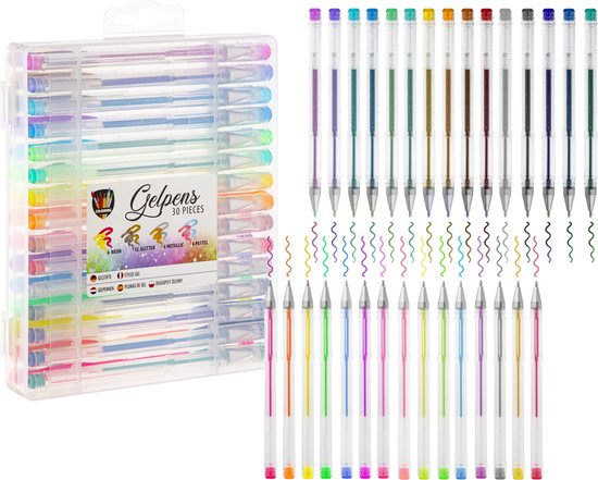 Grafix Gelpennen 30pcs - Schrijven & Handlettering - Glitter effect - metallic effect - Neon effect - Pastel effect - Gelpennen volwassenen