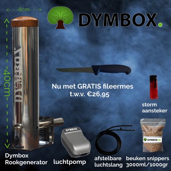 Foto: Dymbox 2 3l koud rookgenerator incl fileermes t w v 26 95 set bevat 2kg rookhout luchtpomp voor rookovens rookkasten en bbq cold smoker koud rook generator csg