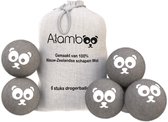 Alamboo Drogerballen - Droogballen - Duurzame Wasdroger Ballen - Wasbollen - Wasballen voor Wasmachine - Haarvanger - Set van 6 - Schapenwol