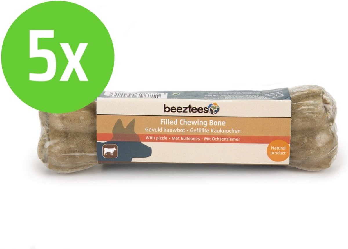Beeztees Gevuld Kauwbot - hondensnack - Bullepees - 15 cm - 5 Stuks
