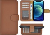Etui iPhone 13 - Bookcase - Etui portefeuille Etui portefeuille en cuir véritable Marron