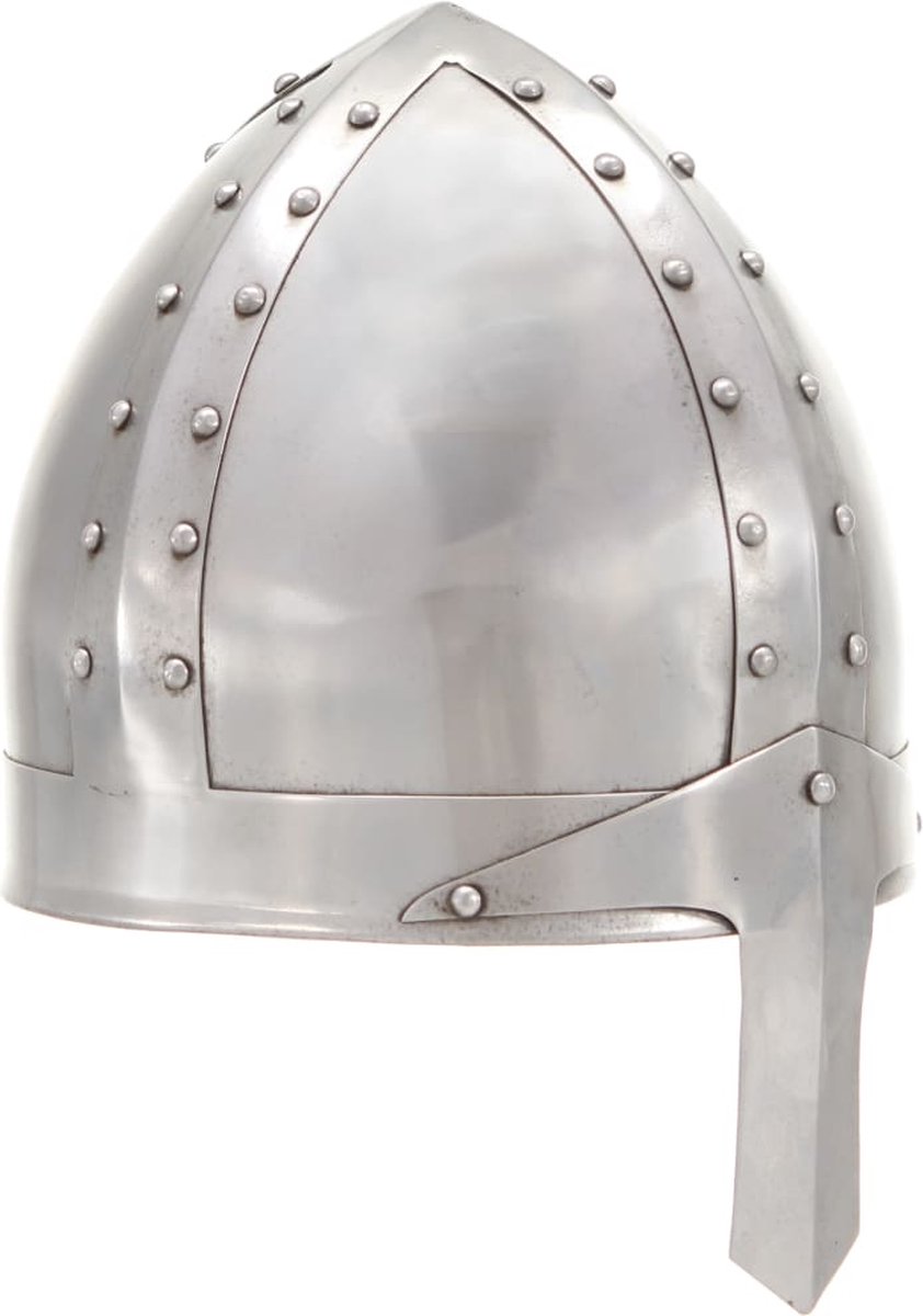 Ridderhelm middeleeuws replica LARP staal zilverkleurig