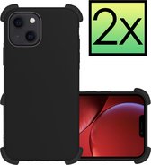Hoes voor iPhone 13 Hoesje Zwart Cover Shock Proof Case Hoes - 2 stuks