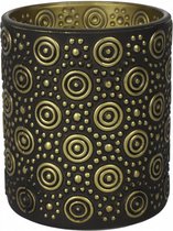 theelichthouder Hailey M 10 cm glas zwart/goud