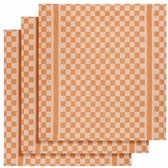 theedoek 65x70 cm katoen wit/oranje 3 stuks