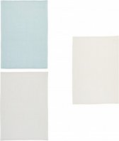 theedoek 70 x 47 cm katoen beige/blauw 3-delig