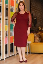 HASVEL -Bordeaux Groote maat jurk- maat 8XL-Galajurk-Avondjurk-HASVEL-Burgundy Plus Size Dress-Size 8XL-Prom Dress-Evening Dress