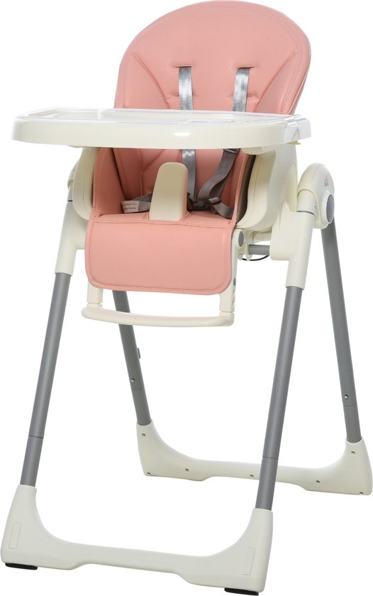 HOMCOM Hoge babystoel kinderstoel verstelbaar en inklapbaar voor 6-36  maanden PP staal... | bol.com